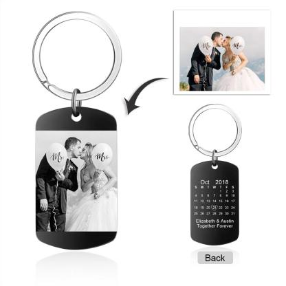 Personalised Calendar Keyring Engraved Photo Keyring Gifts For Him
