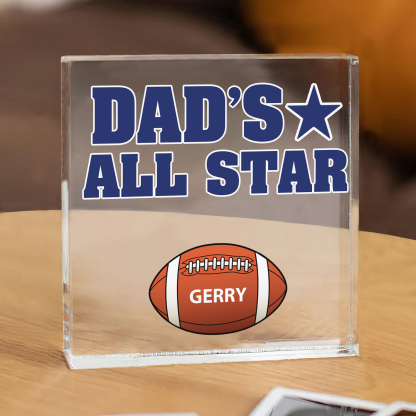 1 Name - Personalised Football Acrylic Keepsake Customized Name Acrylic Plaque Decoration Father's Day Gift for Dad