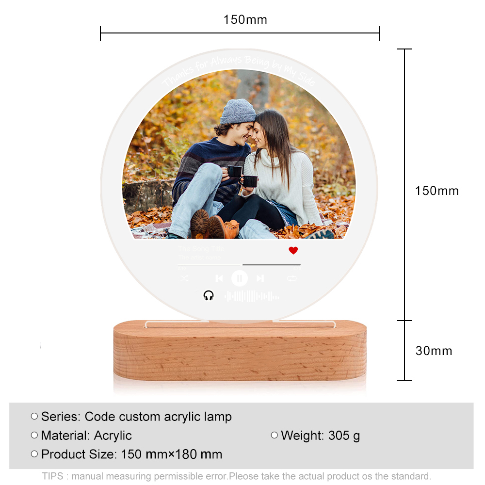 Personalised Couple Acrylic Night Light, Custom Photo And Audio Lamp Christmas Gifts