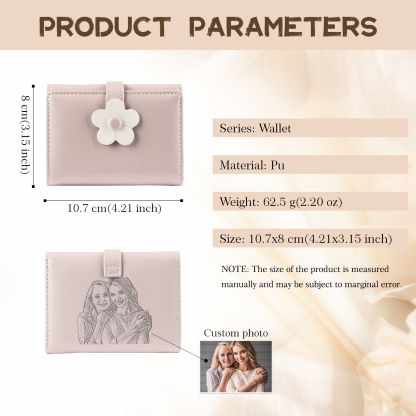 Custom Purse-Women's Personalised Photo PU Leather Flower Wallet Coin Purse Four Colors Available Gift for Her
