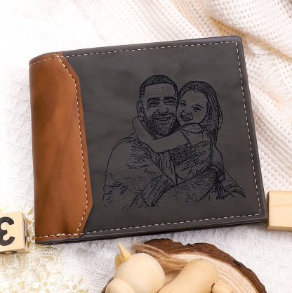 Personalised Photo & 2 Names Gift Set Custom Wallet & Bracelet Gift Box Set Father’s Day Gifts