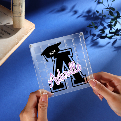 Personalised Acrylic Graduation Gift, Customized Letter、Date and Text Acrylic Ornament Gift For Her/Him