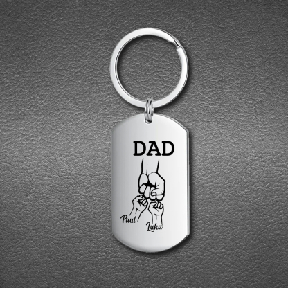 Personalised 3 Names Fist Bump Gift Set Custom Wallet & Keychain & Pen Gift Box Set Father’s Day Gift