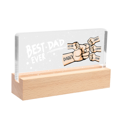 5 Names - Personalised Fist Bump Lamp - Best Dad Ever - Father's Day Gift for Dad