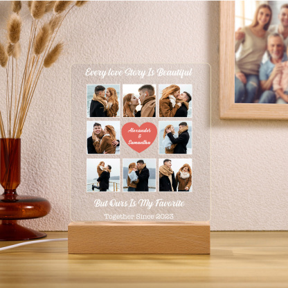 Photo-Personalised Couple Custom Names LED Night Light Anniversary Gift For Couple
