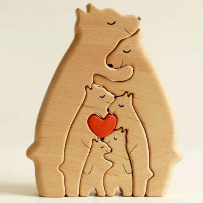 Personalised Wooden Bears Family Puzzle Custom 6 Names Gifts for Family