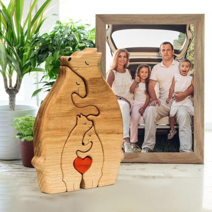 Personalised Wooden Bears Family Puzzle Custom 6 Names Gifts for Family