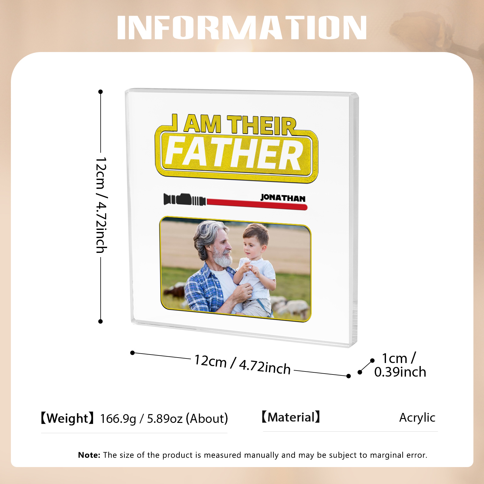 1 Name - Personalised Custom Name & Photo Acrylic Ornament - I AM THEIR FATHER- Father's Day Gift for Dad