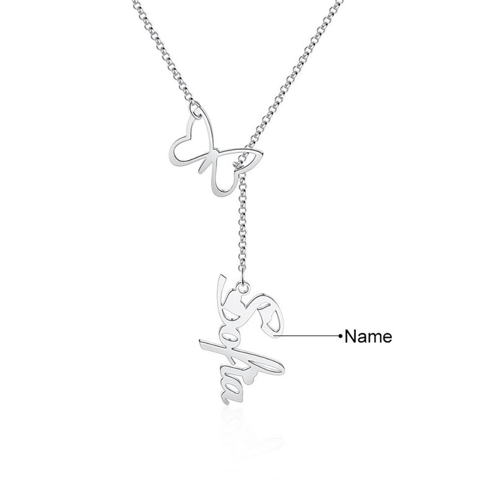 Personalised Butterfly Necklace Custom 1 Name Necklace Gift For Women