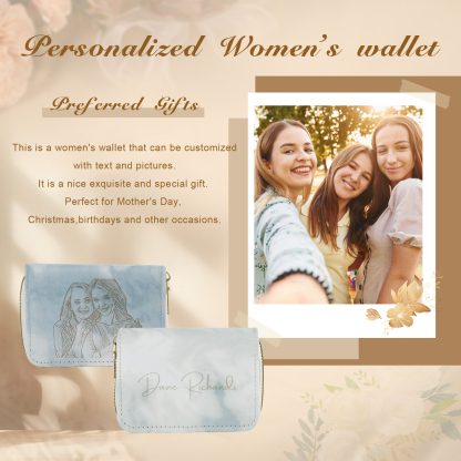 Custom Purse-Personalised Photo & Text PU Leather Women's Zipper Wallet Three Colors Available Gift for Her