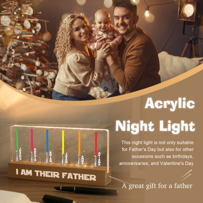 Personalised Star Wars Logo Father's Day Gift - I'm Their Dad - Table Lamp with 6 Names