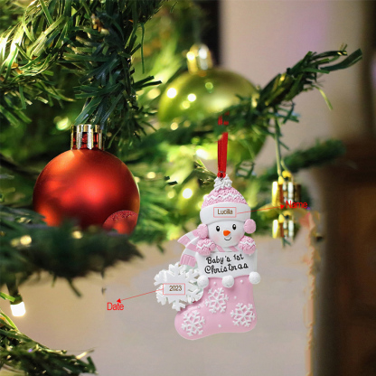 Personalised Baby Christmas Xmas Tree Decoration Ornament-Custom Name And Date Hanging Ornament Gifts For Baby's First Christmas