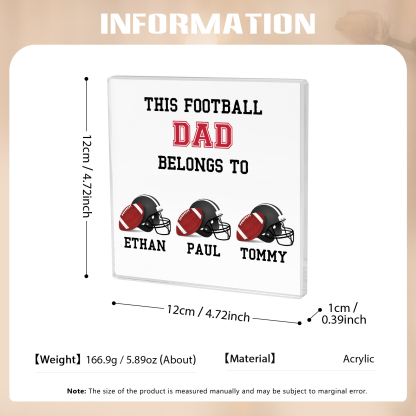 3 Names -Personalised Football Acrylic Keepsake Customized Name Acrylic Plaque Ornament Father's Day Gift for Dad
