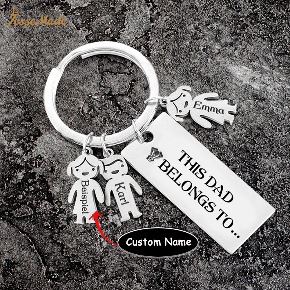 Personalised 1-7 Children's Name Keyring Gift Box Gift Card Set for Dad