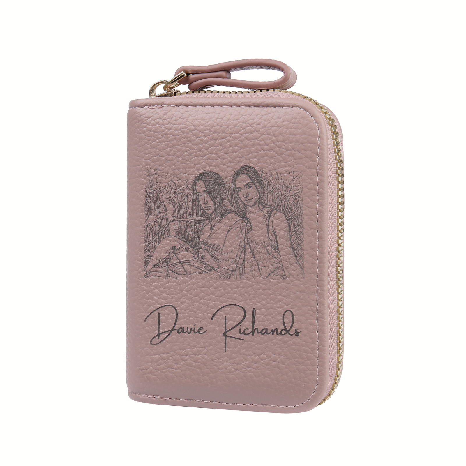 Custom Purse-Personalised Photo Quality Leather Zipper Wallet Custom Text Wallet Gift for Her