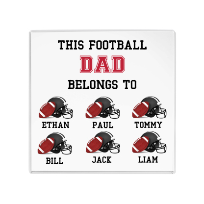 6 Names -Personalised Football Acrylic Keepsake Customized Name Acrylic Plaque Ornament Father's Day Gift for Dad