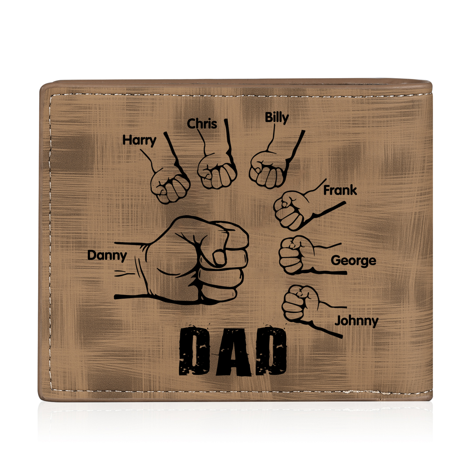 7 Names - Personalised Photo Custom Leather Men's Wallet as a Father's Day Gift for Dad
