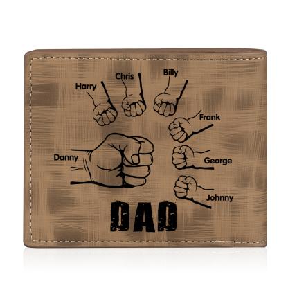 7 Names - Personalised Photo Custom Leather Men's Wallet as a Father's Day Gift for Dad