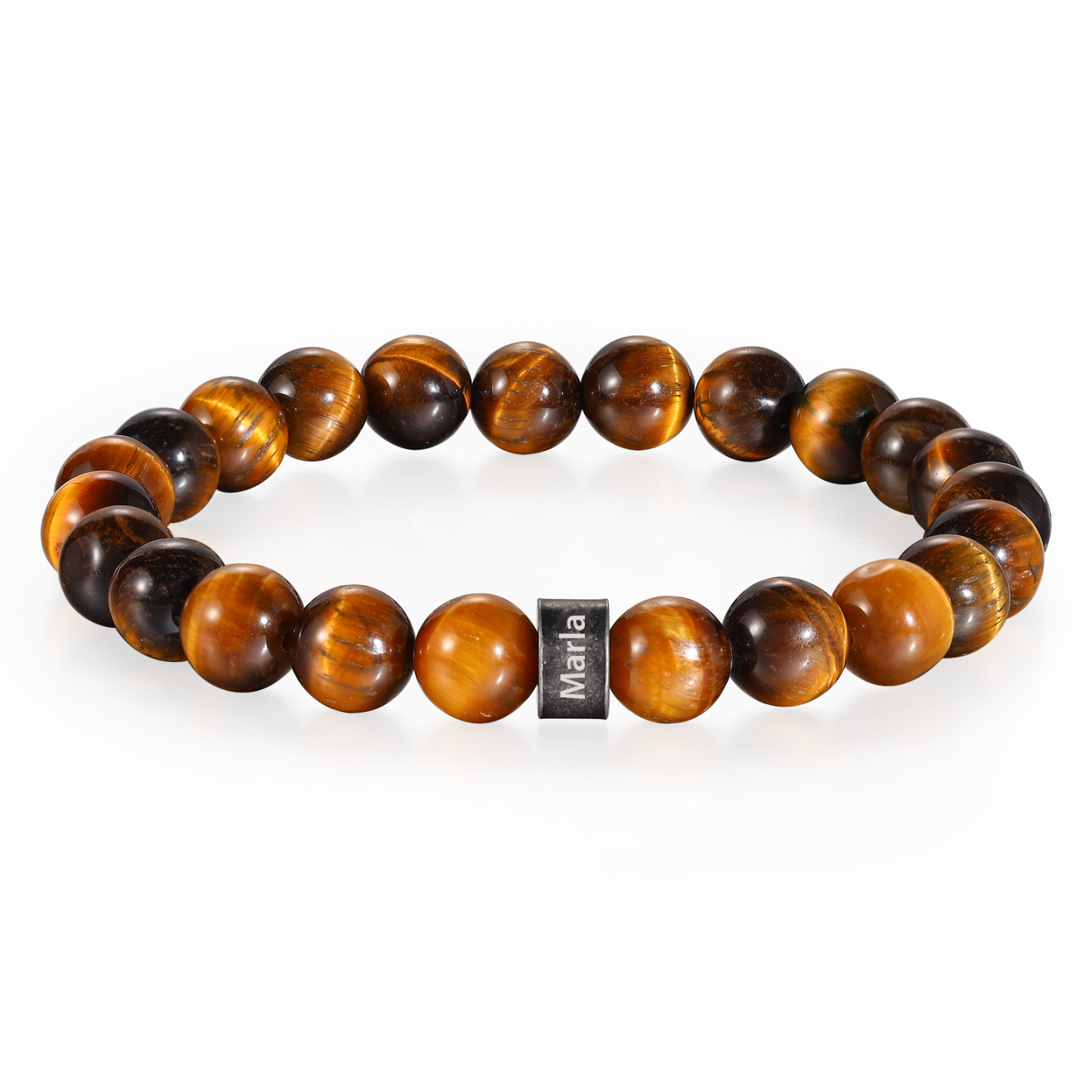 1 Name-Personalised Men Tiger's Eye A Goods Bracelet Engraved With Names, Custom Special Men Name Bracelet