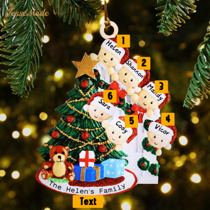 Personalised Peeking Family Christmas Hanging Ornament 2-9 Names