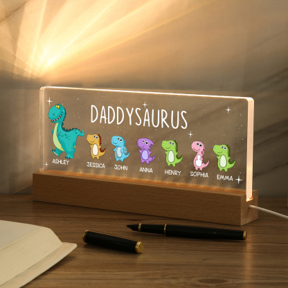 7 Names - Personalised Cute Dinosaur Pattern Beautiful Table Lamp Father's Day Gift for Dad