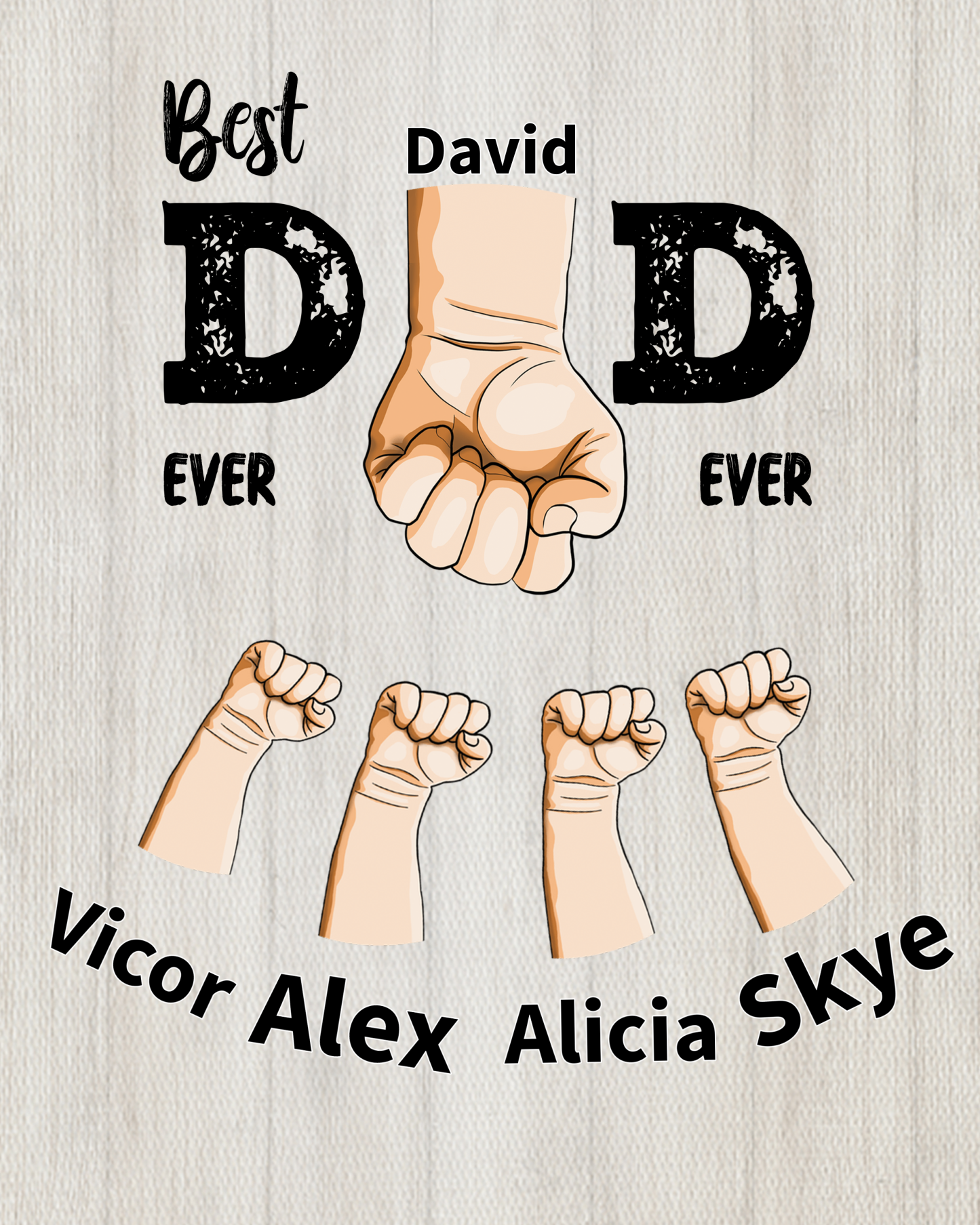 To My Dad - Personalised 2-12 Name Fist Wooden Frame Ornaments