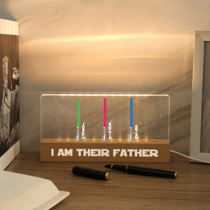 Personalised Star Wars Logo Father's Day Gift - I'm Their Dad - Table Lamp with 3 Names
