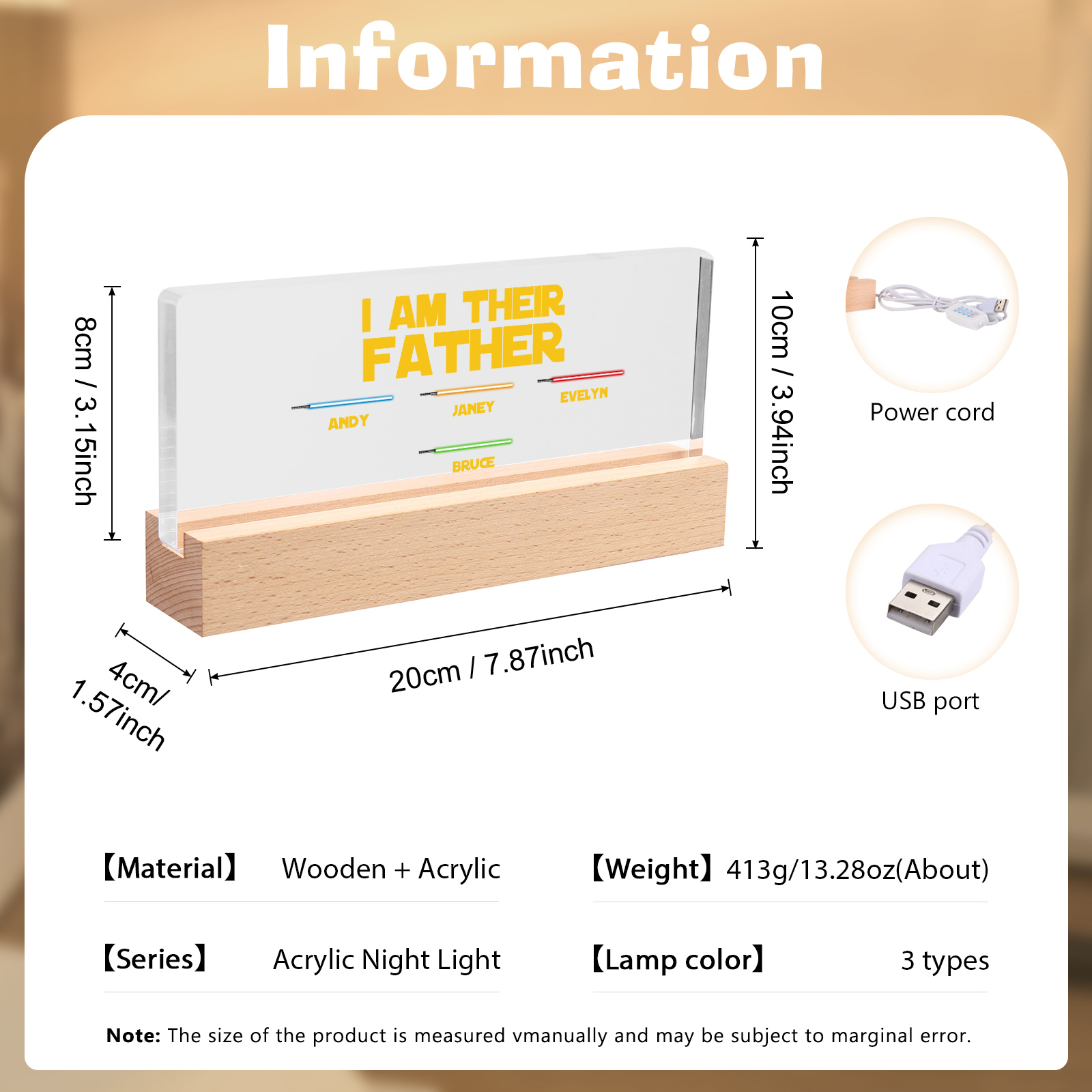 4 Names-Personalised Star Wars Logo Table Lamp-I am their dad-Father's Day Gift For Dad