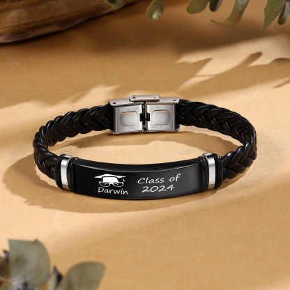 2024 Graduation Gifts - Personalised Year and Name Men's Bracelet, Gift for Him