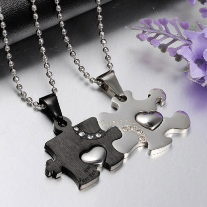 Just For You Couple Matching Necklace Puzzle Heart Necklace Valentines Day Gifts  for Women Men