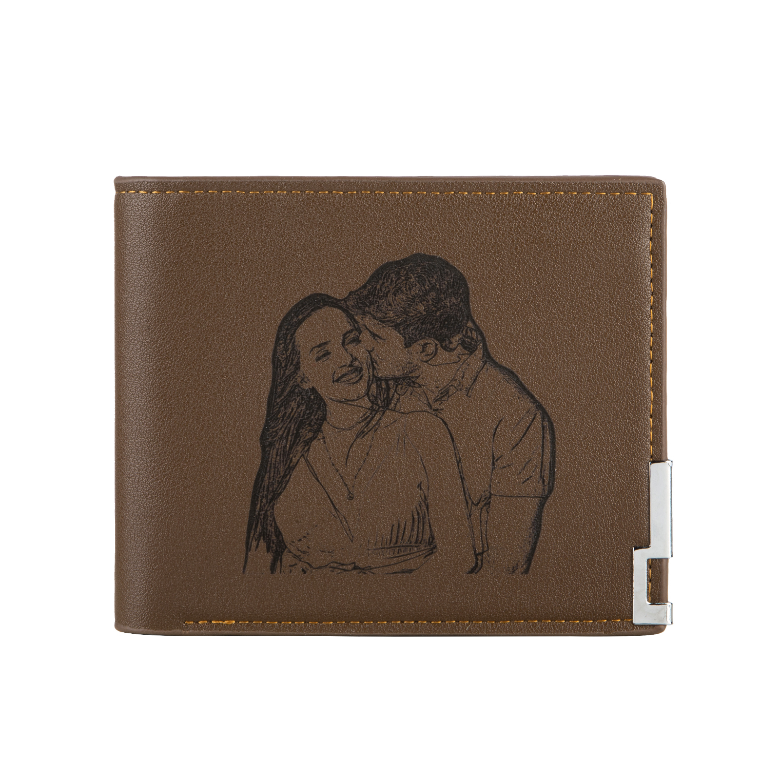 Personalised Leather Wallet Engraved Photo Folding Wallet Short  Love Gifts For Him