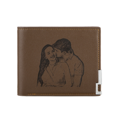 Personalised Leather Wallet Engraved Photo Folding Wallet Short  Love Gifts For Him