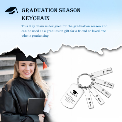 5 Names - Personalised Name Exquisite Graduation Keyring Gift For Her/Him