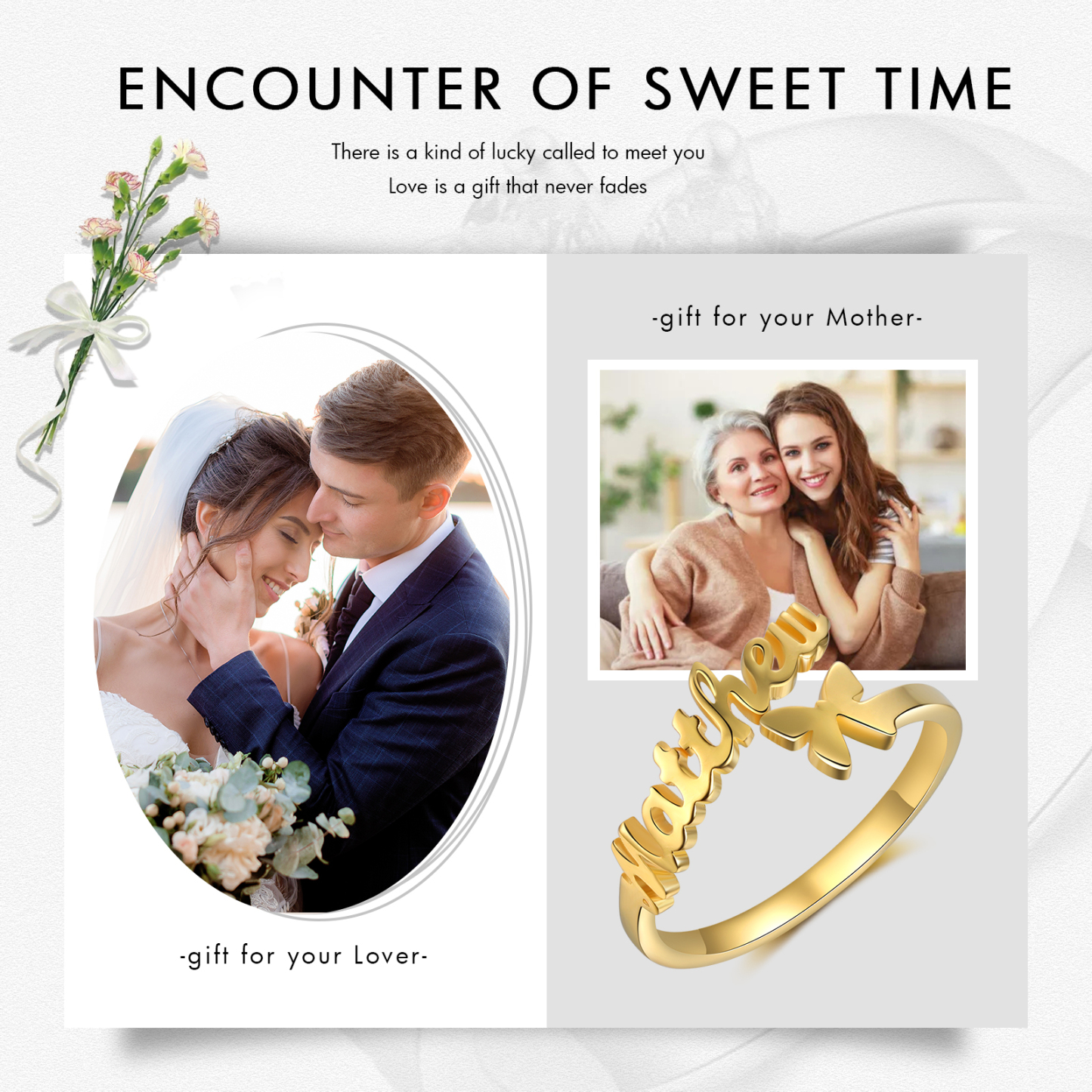 Personalised Butterfly Ring Custom 1 Names Best Gift For Women