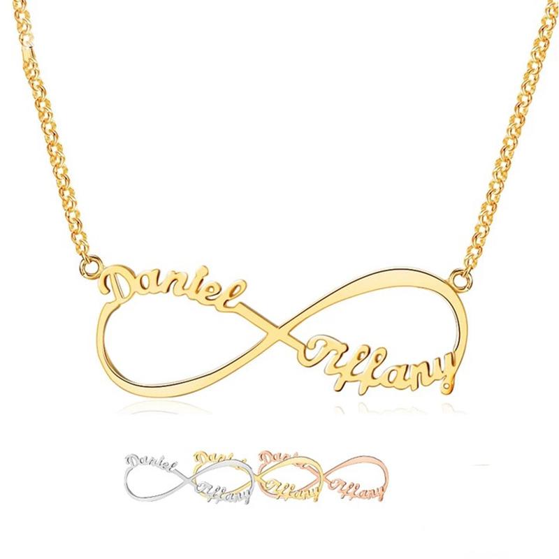 Personalised Infinity Necklace Custom 2 Names Necklace Gift For Women