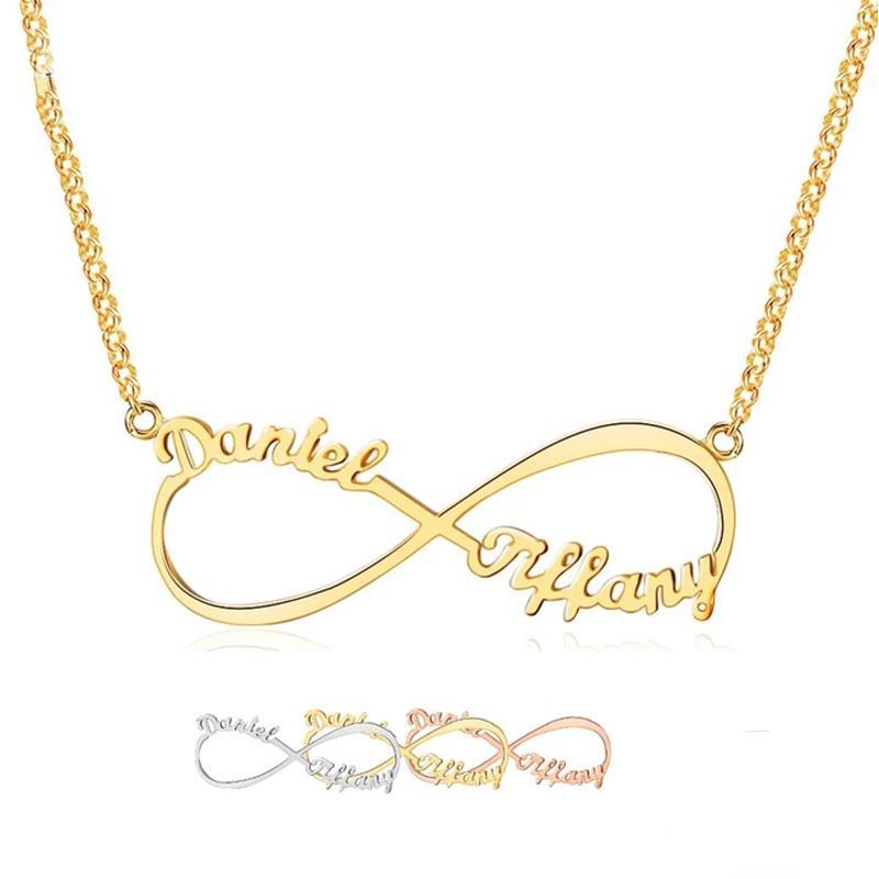 Personalised Infinity Necklace Custom 2 Names Necklace Gift For Women