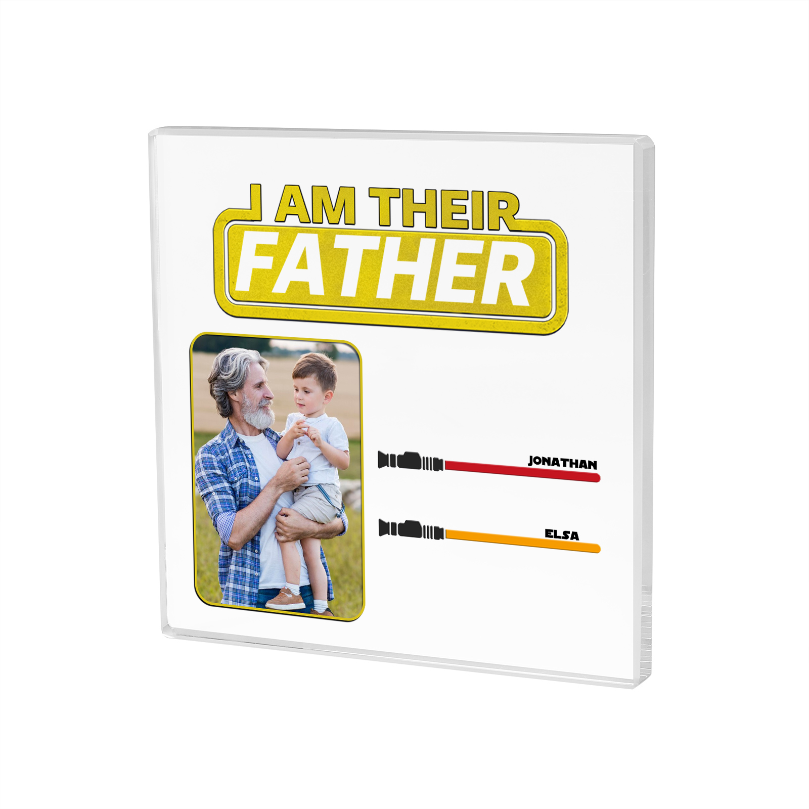 2 Names - Personalised Custom Name & Photo Acrylic Ornament - I AM THEIR FATHER- Father's Day Gift for Dad