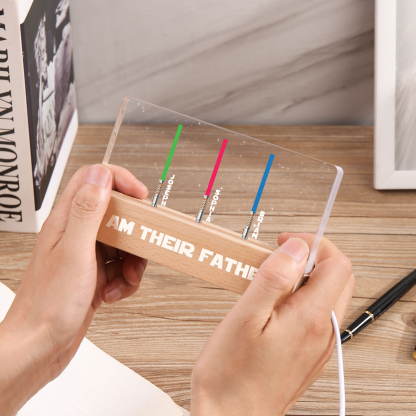 Personalised Star Wars Logo Father's Day Gift - I'm Their Dad - Table Lamp with 3 Names