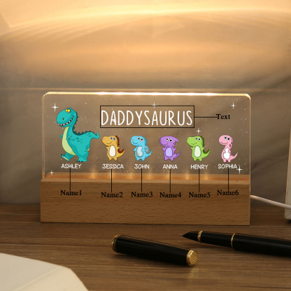 6 Names - Personalised Cute Dinosaur Pattern Beautiful Table Lamp Father's Day Gift for Dad