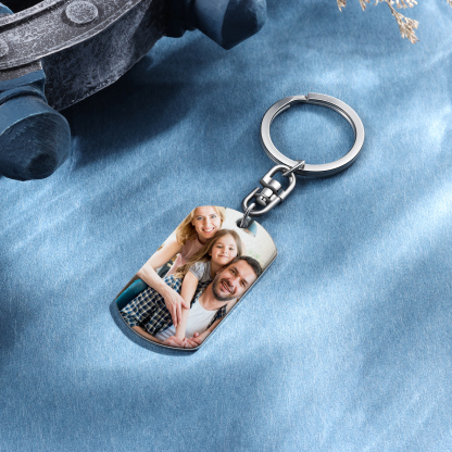 5 Names - Personalised Fist Bump Keyring Customized with Photo and Text Father's Day Gift for Dad