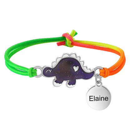 2 PCS Personalised Custom Name Dinosaur Elastic Rope Bracelet Back To School Season Children's Gift