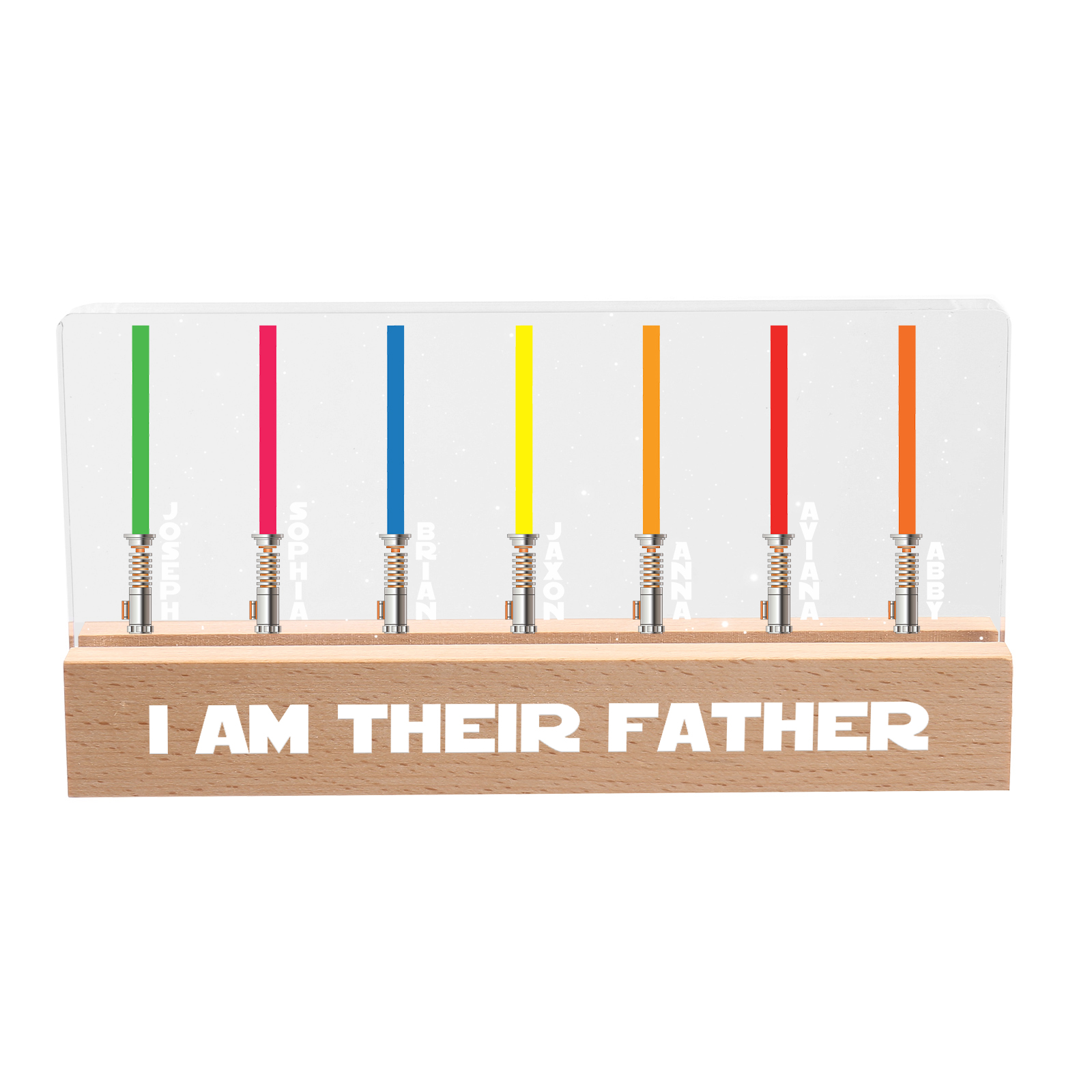 Personalised Star Wars Logo Father's Day Gift - I'm Their Dad - Table Lamp with 7 Names