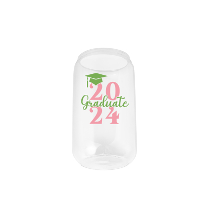 2024 Graduation Gift - Personalised Name and Year Glass with Glass Straw