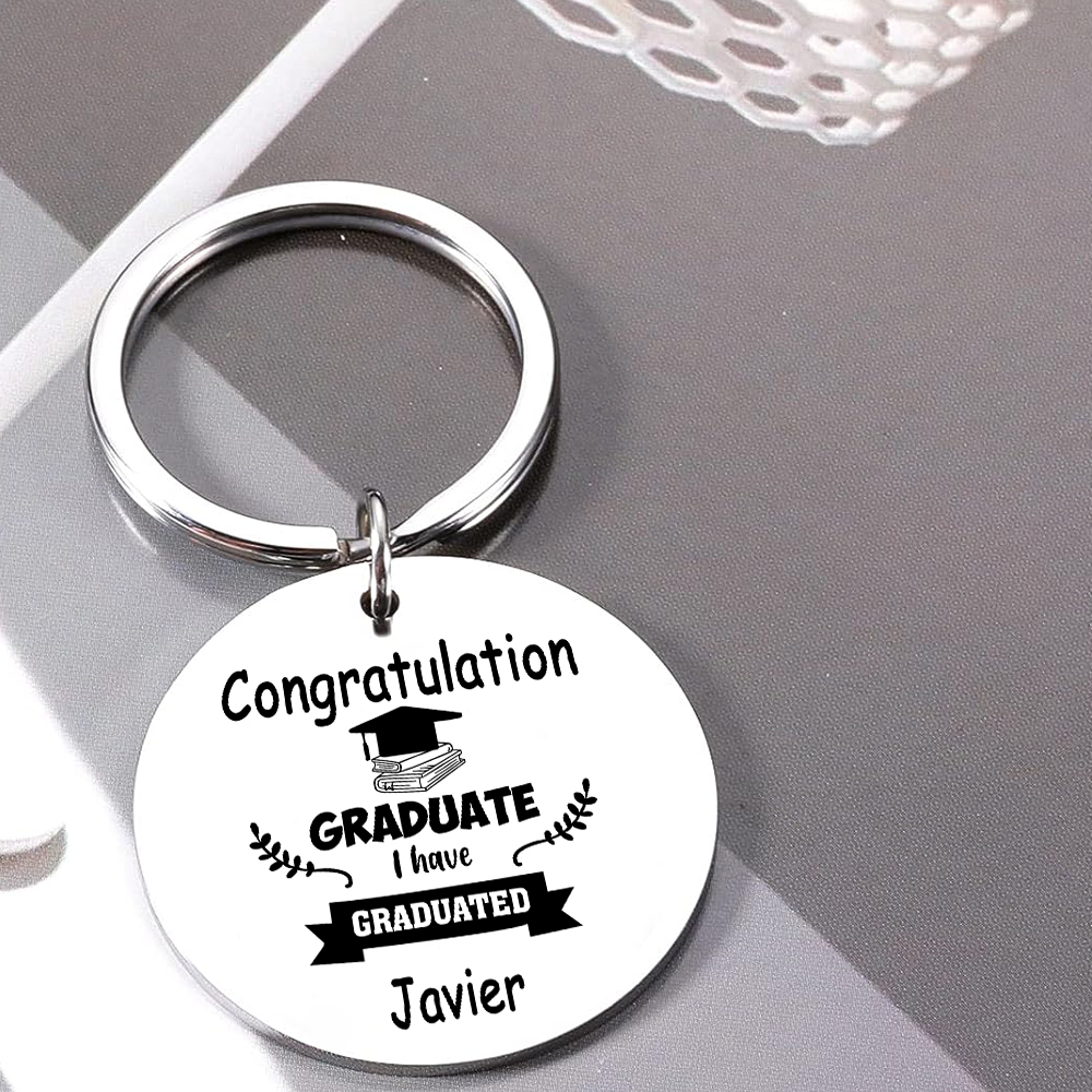 Personalised Name Exquisite Round Graduation Keyring Gift For Her/Him