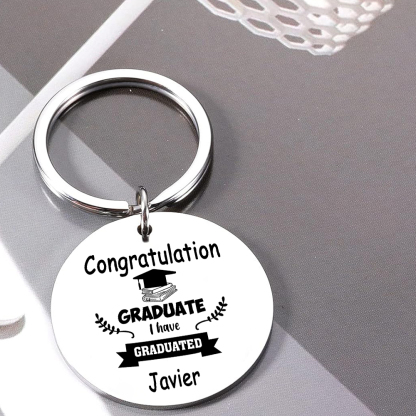 Personalised Name Exquisite Round Graduation Keyring Gift For Her/Him