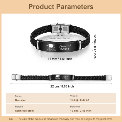 2024 Graduation Gifts - Personalised Year and Name Men's Bracelet, Gift for Him