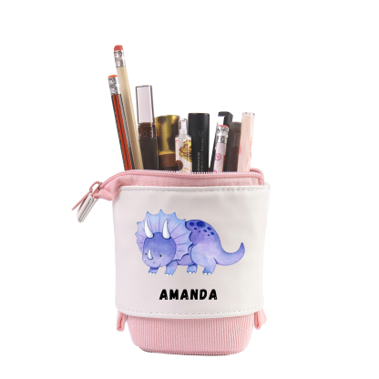 Personalised Pencil Case Custom Name & Dinosaur Pattern Pen Pouch Back To School Gift for Boys Girls
