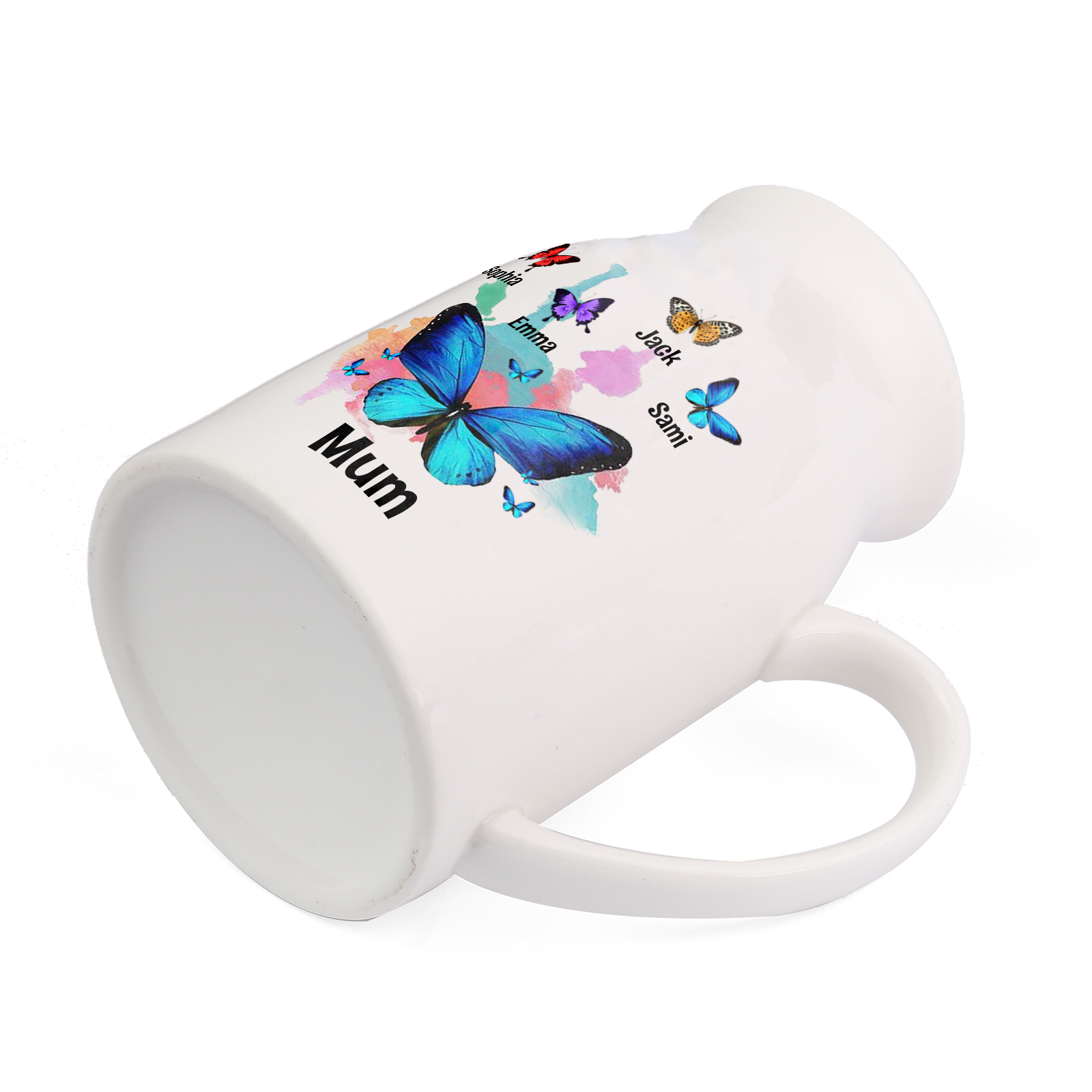 Personalised 2-8 Names Beautiful Colorful Butterfly Style Ceramic Vase Gift For Mum