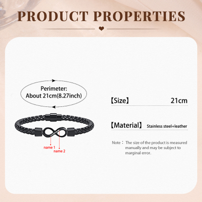 Personalised 2 Names Leather Bracelet Custom Names Engraved Pendant Stainless Steel Bracelet Personalised Gift for Him