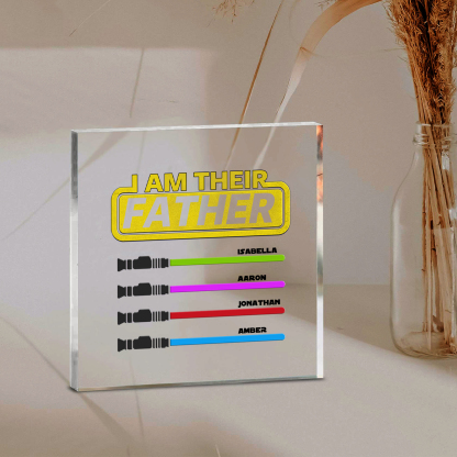 4 Names - Personalised Gun Pattern Family Acrylic Keepsake Customized Name Acrylic Home Decor Gift for Dad